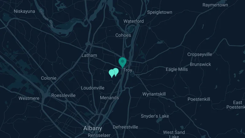 Map of Watervliet, New York: 3 documented asbestos exposure sites