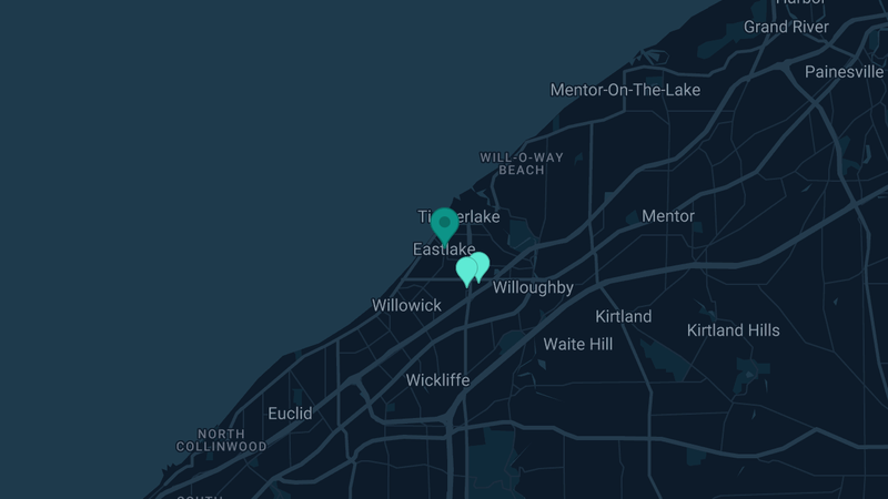 Map of Eastlake, Ohio — 2 documented asbestos exposure sites