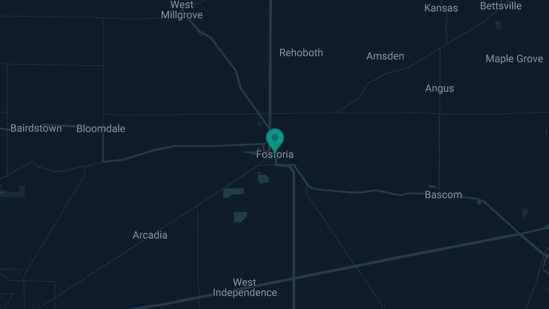 Map of Fostoria, Ohio — 2 documented asbestos exposure sites