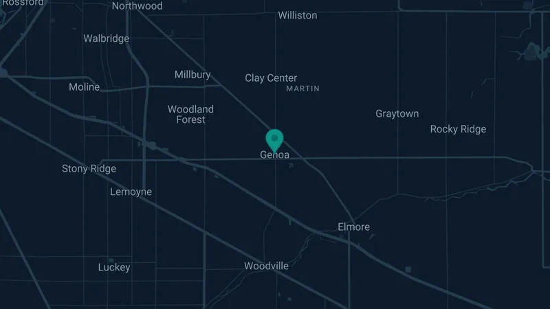 Map of Genoa, Ohio: 3 documented asbestos exposure sites