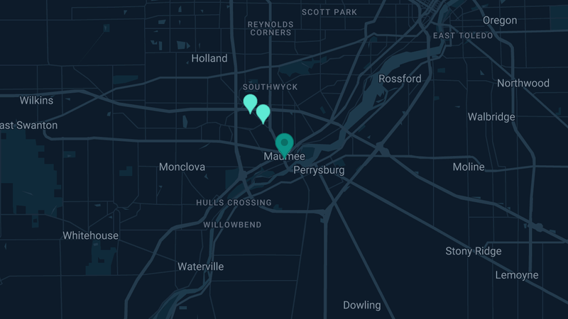 Map of Maumee, Ohio — 3 documented asbestos exposure sites