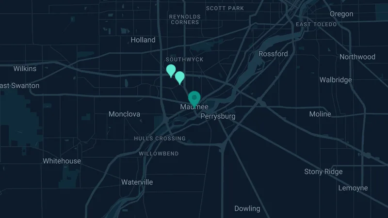 Map of Maumee, Ohio: 3 documented asbestos exposure sites