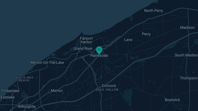 Map of Painesville, Ohio — 2 documented asbestos exposure sites
