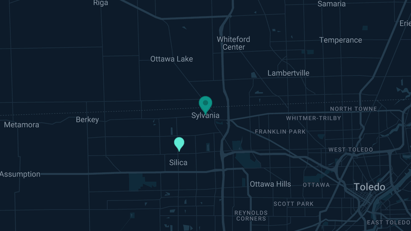 Map of Sylvania, Ohio — 2 documented asbestos exposure sites