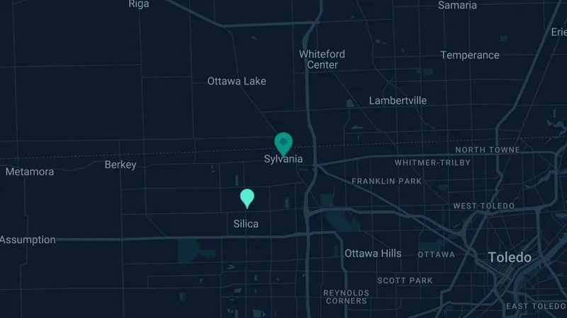 Map of Sylvania, Ohio: 2 documented asbestos exposure sites