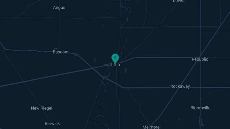 Map of Tiffin, Ohio — 2 documented asbestos exposure sites