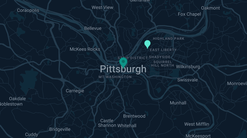 Map of Pittsburg, Pennsylvania — 4 documented asbestos exposure sites
