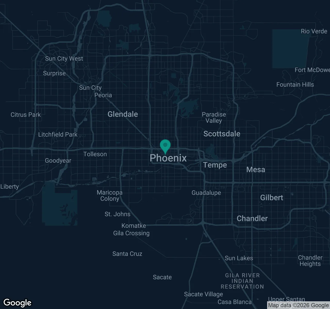 Map of documented asbestos exposure sites in Arizona