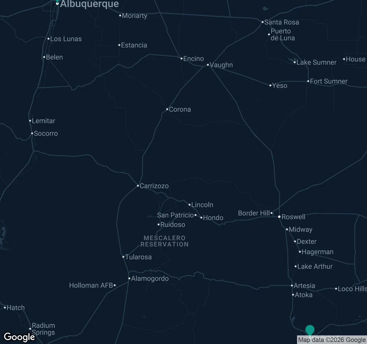 Map of documented asbestos exposure sites in New Mexico