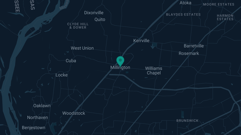Map of Millington, Tennessee — 2 documented asbestos exposure sites
