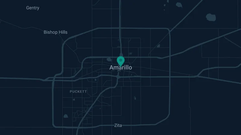 Map of Amarillo, Texas: 4 documented asbestos exposure sites