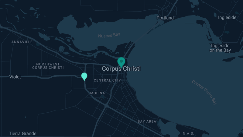 Map of Corpus Christi, Texas — 3 documented asbestos exposure sites