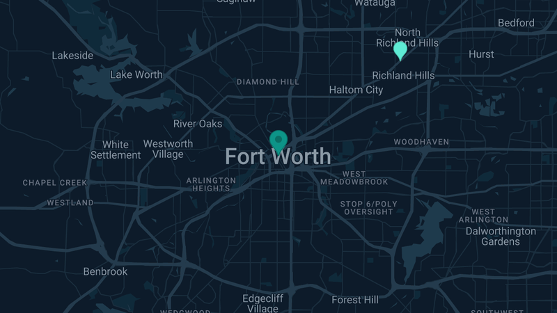 Map of Forth Worth, Texas — 2 documented asbestos exposure sites