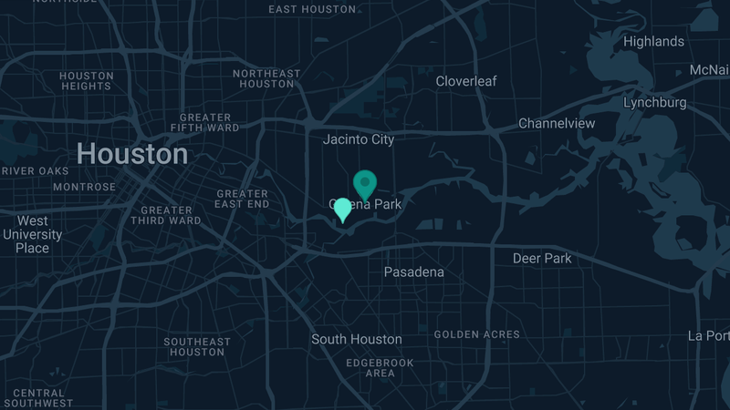Map of Galena Park, Texas — 2 documented asbestos exposure sites