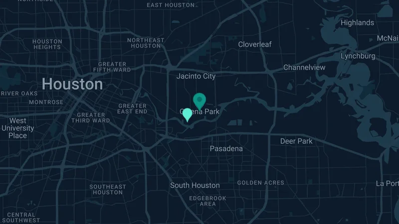 Map of Galena Park, Texas: 2 documented asbestos exposure sites