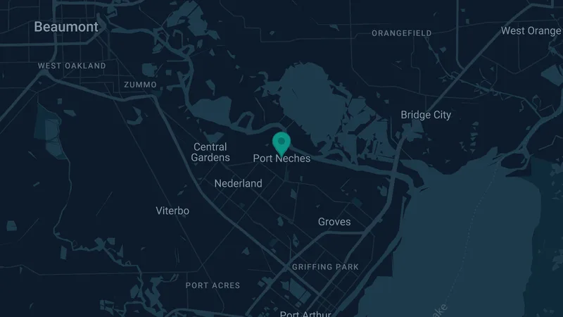 Map of Pt. Neches, Texas: 2 documented asbestos exposure sites