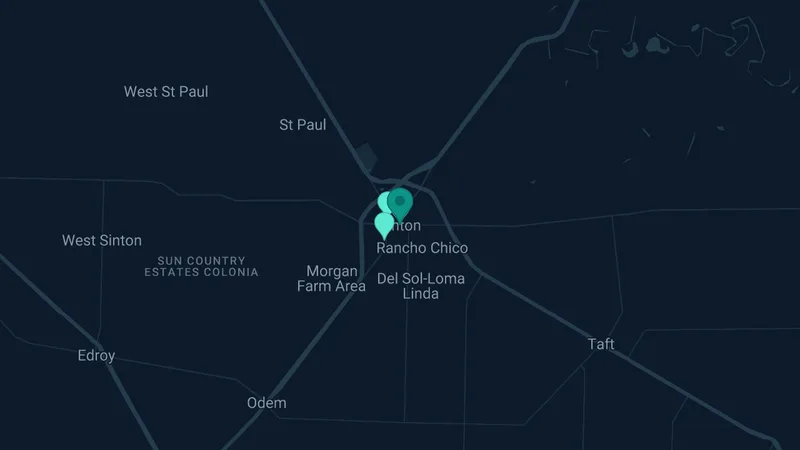 Map of Sinton, Texas: 6 documented asbestos exposure sites
