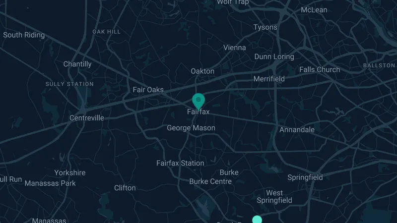 Map of Fairfax, Virginia: 2 documented asbestos exposure sites