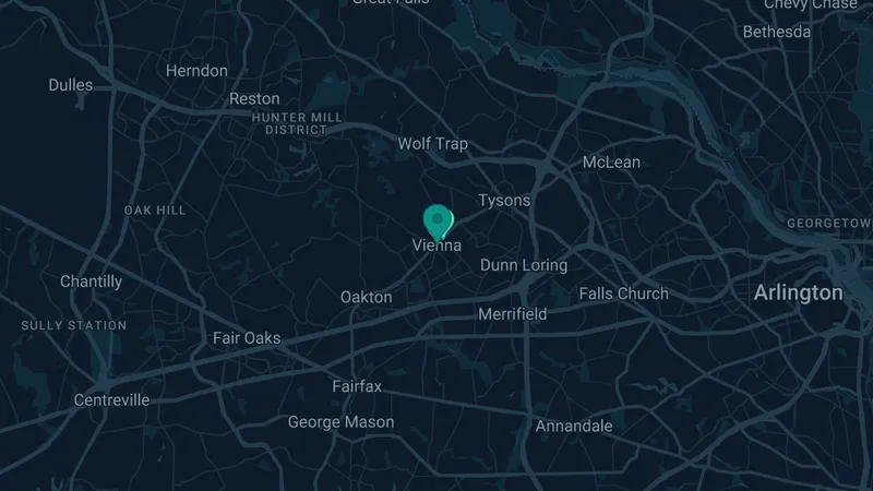 Map of Vienna, Virginia: 2 documented asbestos exposure sites