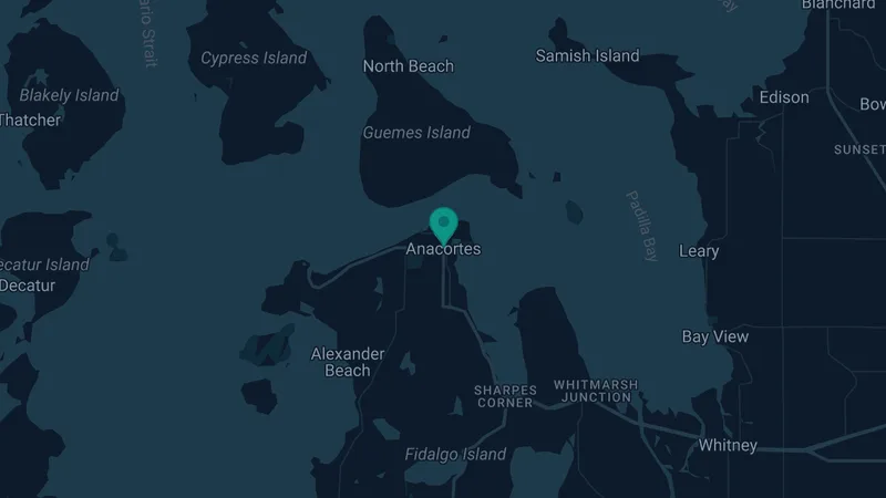 Map of Anacortes, Washington: 3 documented asbestos exposure sites