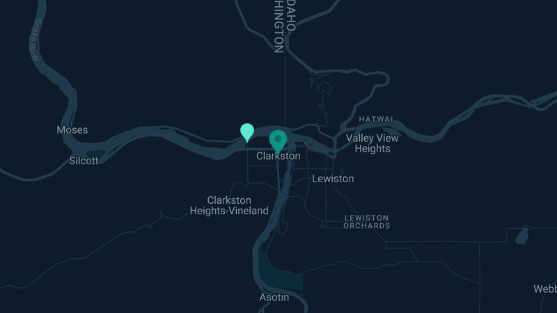 Map of Clarkston, Washington — 3 documented asbestos exposure sites