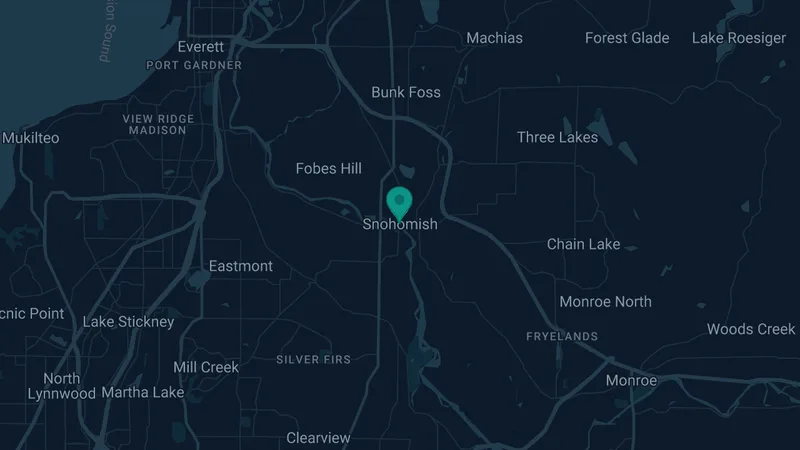 Map of Snohomish, Washington: 3 documented asbestos exposure sites
