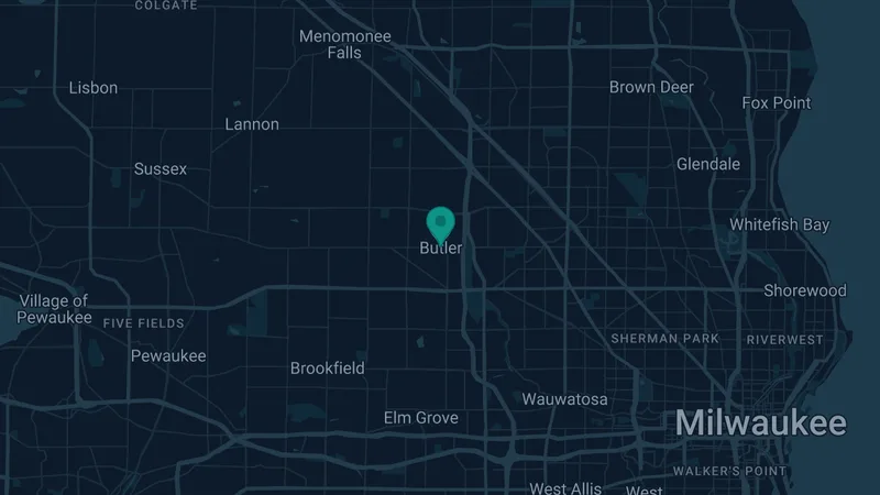 Map of Butler, Wisconsin: 2 documented asbestos exposure sites