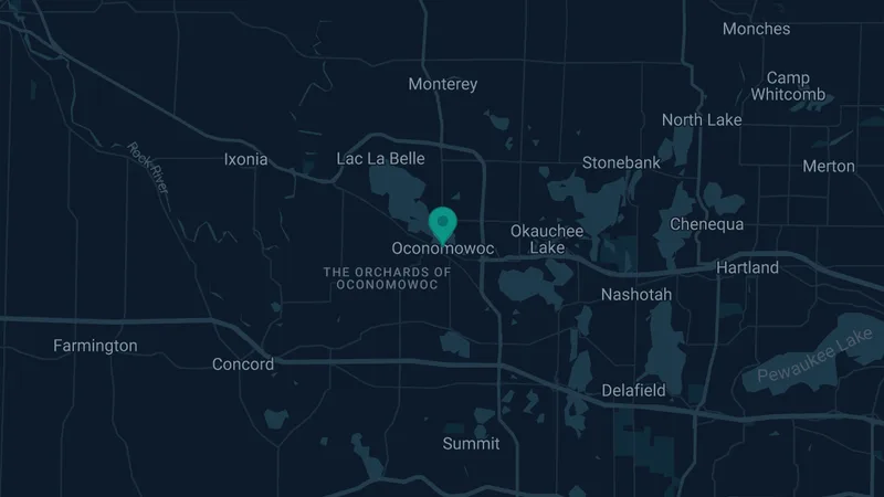 Map of Oconomowoc, Wisconsin: 5 documented asbestos exposure sites