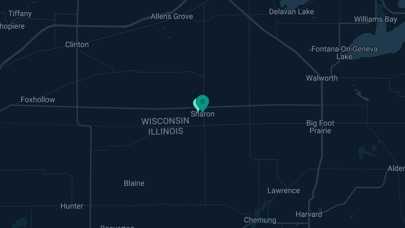 Map of Sharon, Wisconsin — 2 documented asbestos exposure sites
