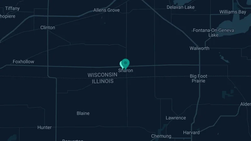 Map of Sharon, Wisconsin: 2 documented asbestos exposure sites