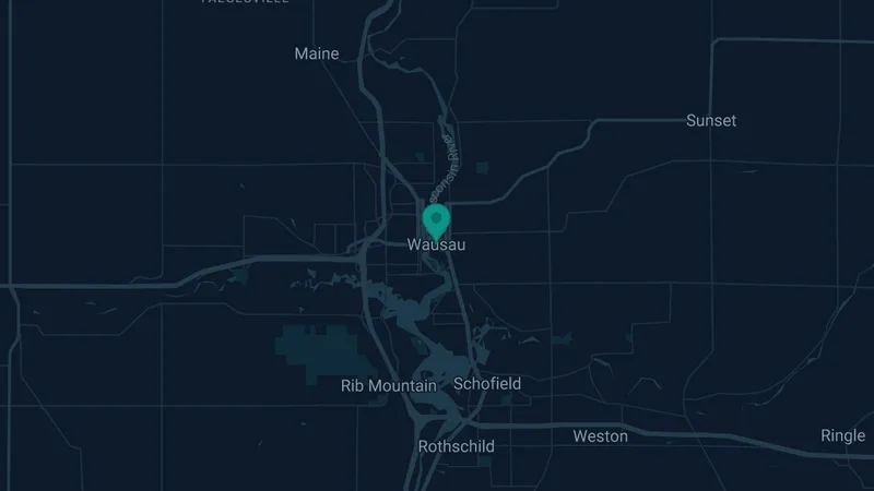 Map of Wausau, Wisconsin: 2 documented asbestos exposure sites