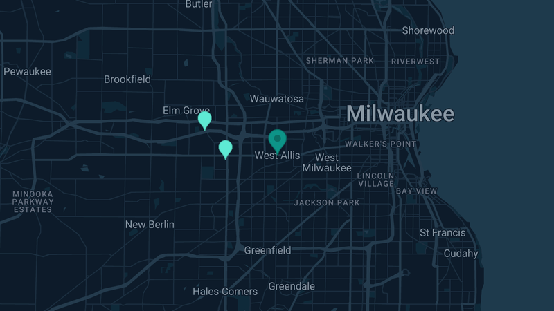 Map of West Allis, Wisconsin — 2 documented asbestos exposure sites