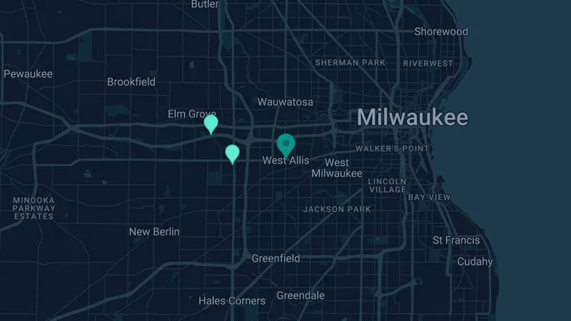 Map of West Allis, Wisconsin: 2 documented asbestos exposure sites