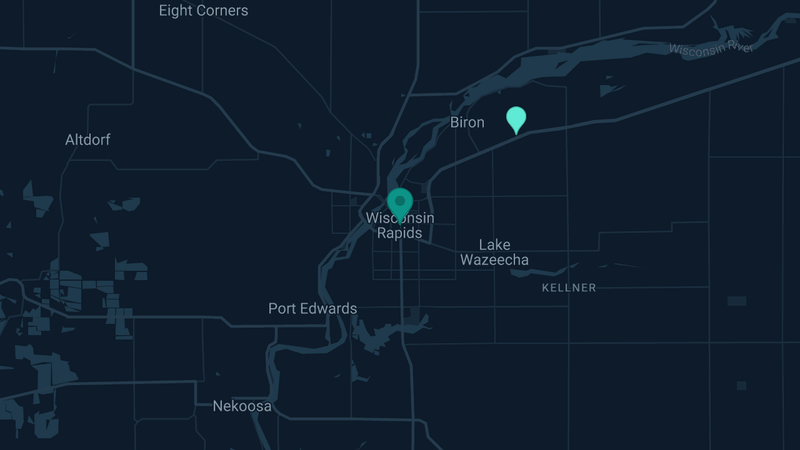 Map of Wisconsin Rapids, Wisconsin — 3 documented asbestos exposure sites