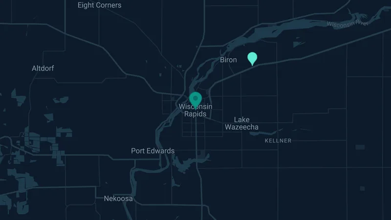 Map of Wisconsin Rapids, Wisconsin: 3 documented asbestos exposure sites