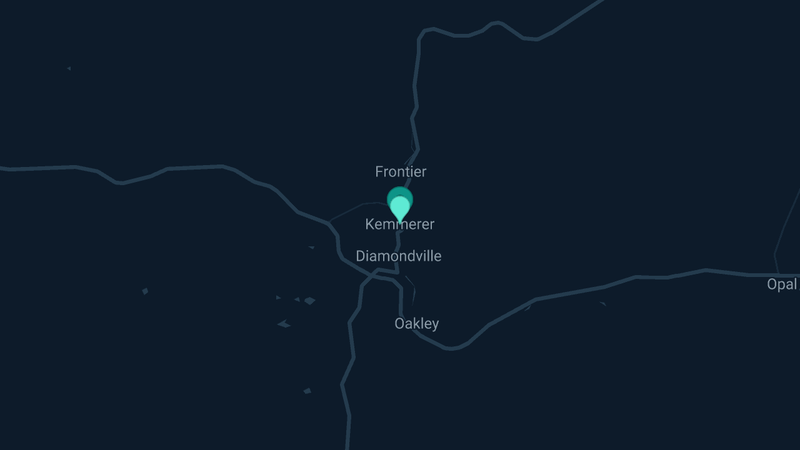 Map of Kemmerer, Wyoming — 2 documented asbestos exposure sites